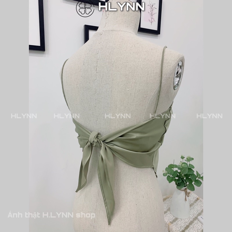 Áo lụa hai dây vạt khăn buộc nơ có mút ngực m129 | BigBuy360 - bigbuy360.vn