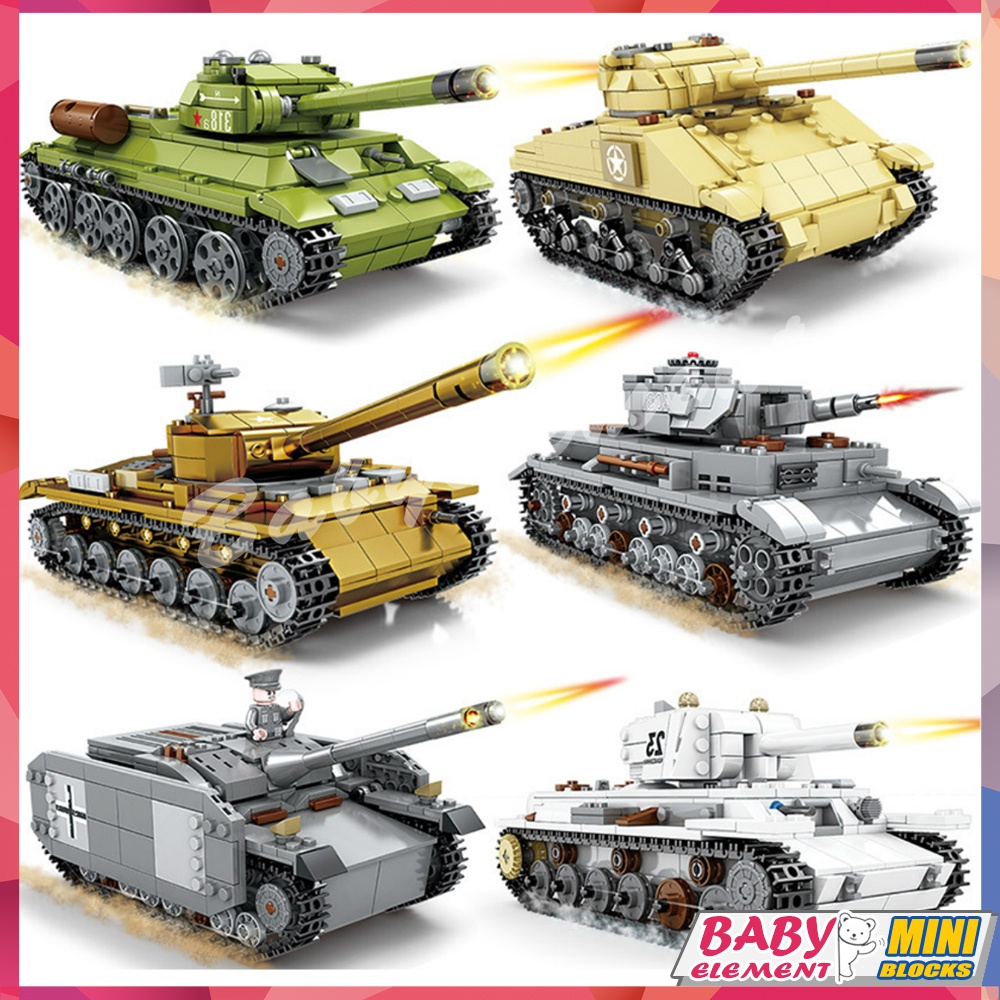 Đồ Chơi Lắp Ráp Xe Tăng T-34 Chất Lượng Cao Set 4 Mô Hình Xe Tăng Đồ Chơi Sáng Tạo Cho Bé