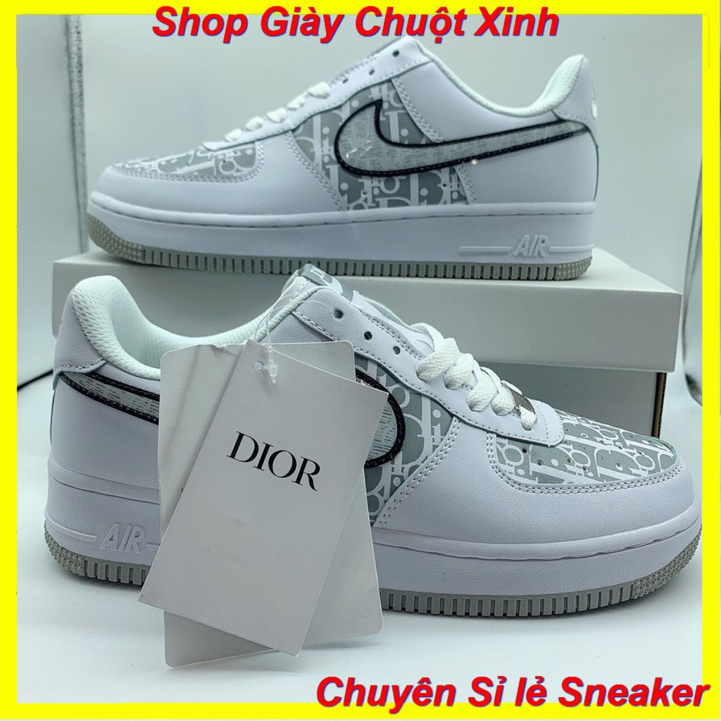 Giày Af1 Dior Trắng đế xám 🏆HOT TREND🏆 Sneaker Nam Nữ Đủ Size : 39-43/Giày AIR DlOR cổ thấp