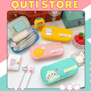 Bóp Viết Vải Kiểu Ngang Hình Động Vật Animals Gấu, Thỏ Màu Pastel Xinh Xắn Hồng, Xanh, Vàng, Hộp Bút HBV50