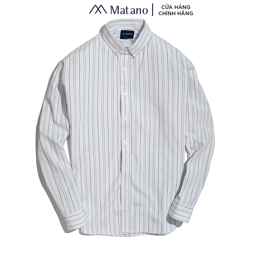 Áo sơ mi nam kẻ sọc đẹp MATANO SM074 tay dài form suông regular, vải oxford 100% cotton cao cấp thoáng mát