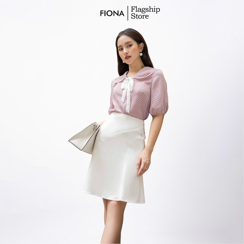 Áo sơ mi nữ FIONA cổ bèo họa tiết chấm bi F550416