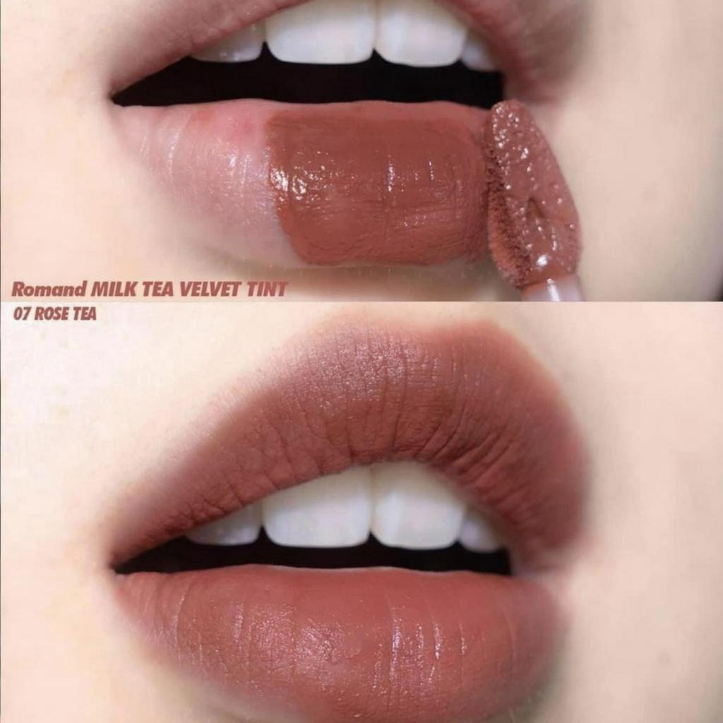 Son Kem Lì Romand Milk Tea Velvet Tint 4.4g Mịn Mượt Như Nhung Màu 07 Màu Hoa Hồng MLBB CHÍNH HÃNG