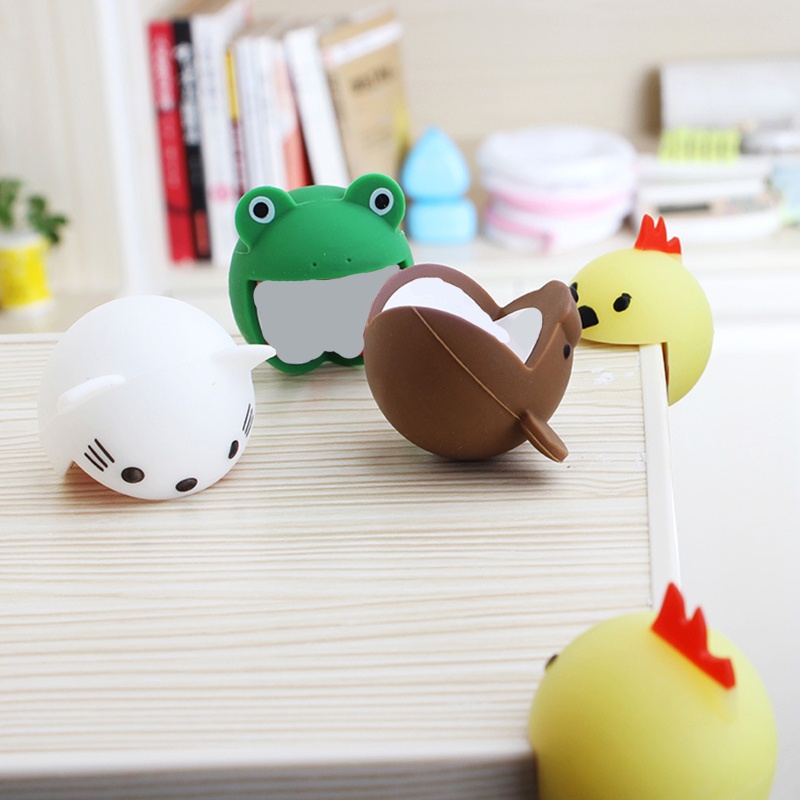 Bộ 2 Miếng Bọc Cạnh Bàn Bằng Silicon Mềm Họa Tiết Hoạt Hình Bảo Vệ An Toàn Cho Bé