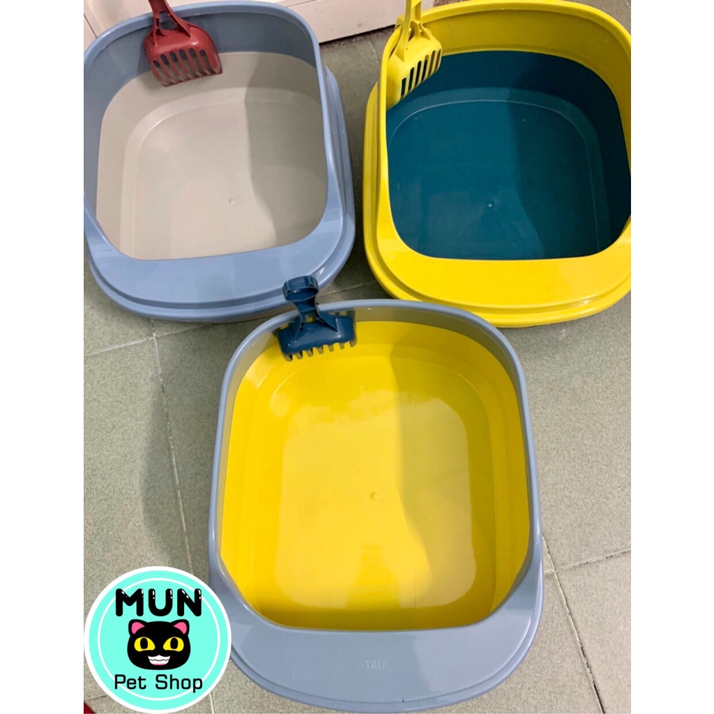 Thau cát vệ sinh cho mèo (kèm xẻng nhựa) - inbox chọn màu