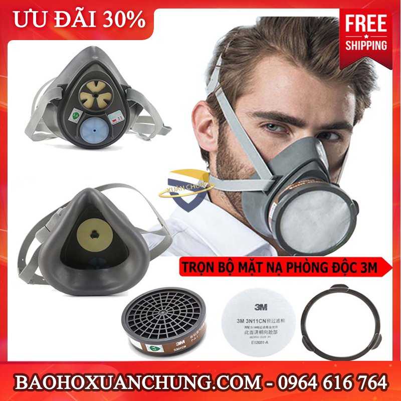 Mặt nạ phòng độc 3M 3200 chĩnh hãng, mặt nạ lọc bụi mịn, ngăn hóa chất