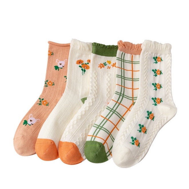 Vớ WAFNHA D29 cotton in họa tiết dễ thương xinh xắn dành cho bé gái