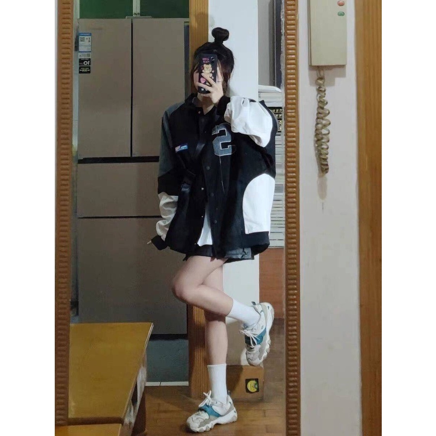 Áo bomber nam nữ phối tay số 5 phong cách hàn quốc - Áo khoác mùa đông from rộng thời trang unisex | BigBuy360 - bigbuy360.vn