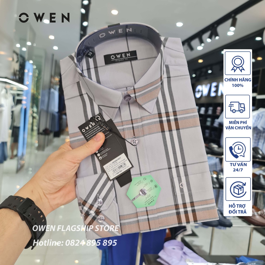 OWEN - (FREESHIP) Áo sơ mi nam dài tay dáng REGULAR sợi Bạc Hà - Mã AR220415DT - OWEN Flagship Store