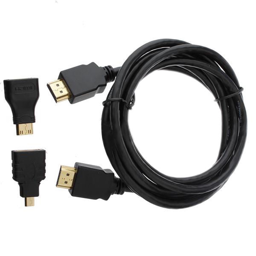 Bur_3 in 1 HD High Speed HDMI-compatible to HDMI-compatible Cable + Micro HDMI-compatible Adaptor+ Mini HDMI-compatible Adapter