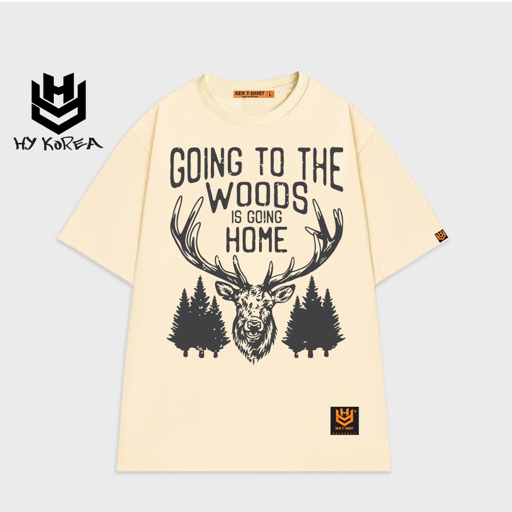 Áo thun form rộng tay lỡ HY KOREA nam nữ in hình Nai Going Home 523
