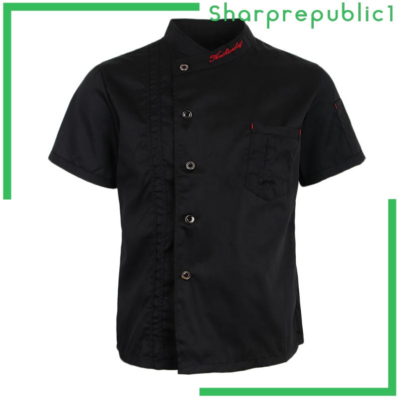 Áo đồng phục đầu bếp tay ngắn màu trắng thời trang cho nam và nữ | BigBuy360 - bigbuy360.vn