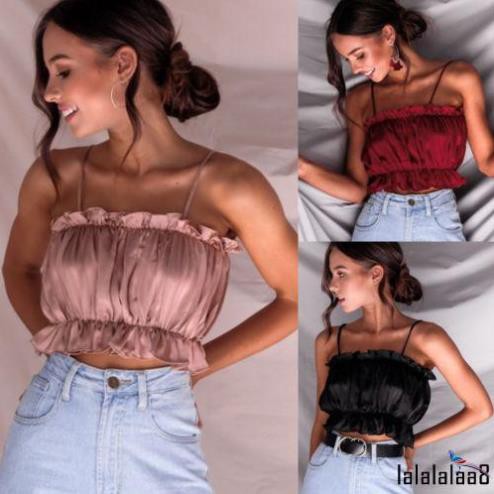 Áo croptop hai dây nhún bèo điệu đà và quyến rũ cho nữ 😍 ❣️