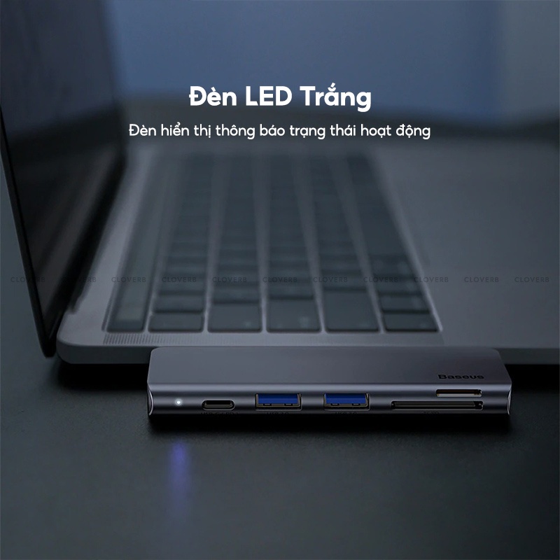 Hub Type C Chuyển Đổi 5 trong 1 Baseus Harmonica 2 USB 3.0, TF SD Card Reader, Type C Sạc Nhanh PD cho laptop, Tablets