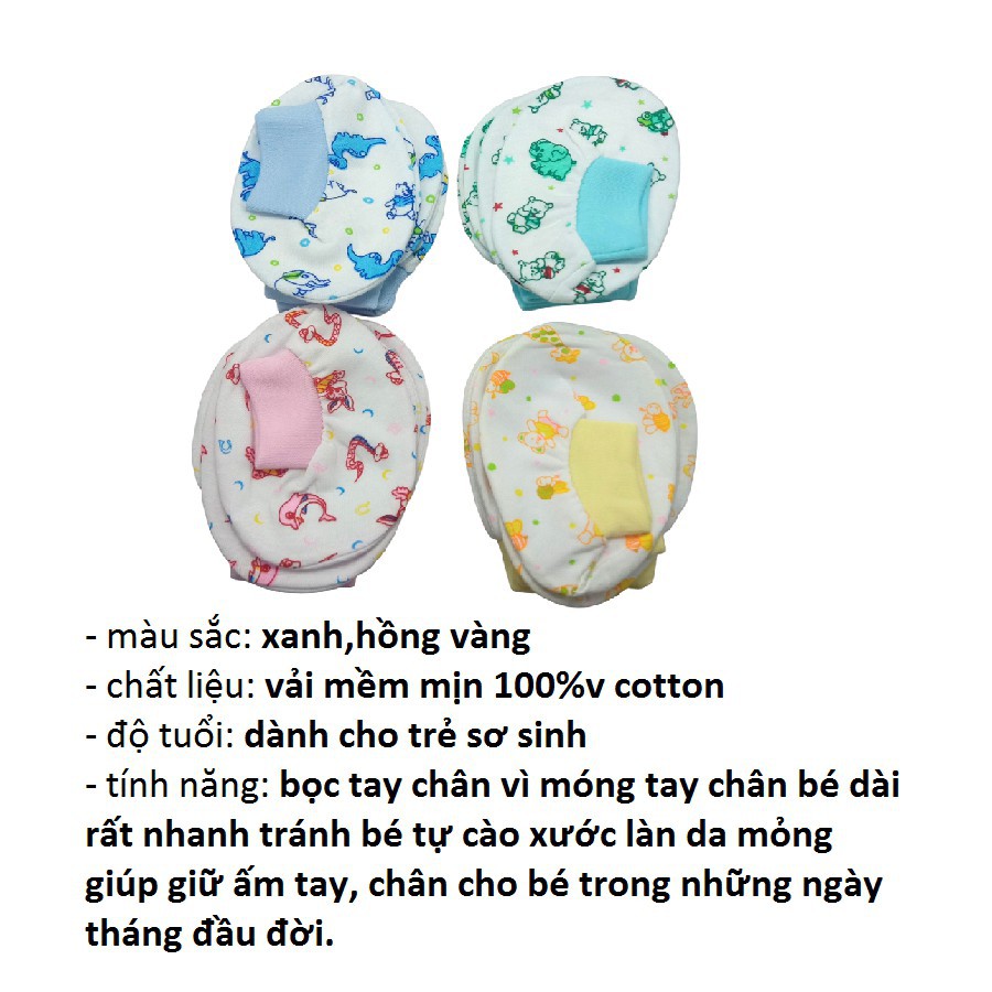 Set bao tay,bao chân cotton cho bé sơ sinh hàng Việt Nam Châu Shop