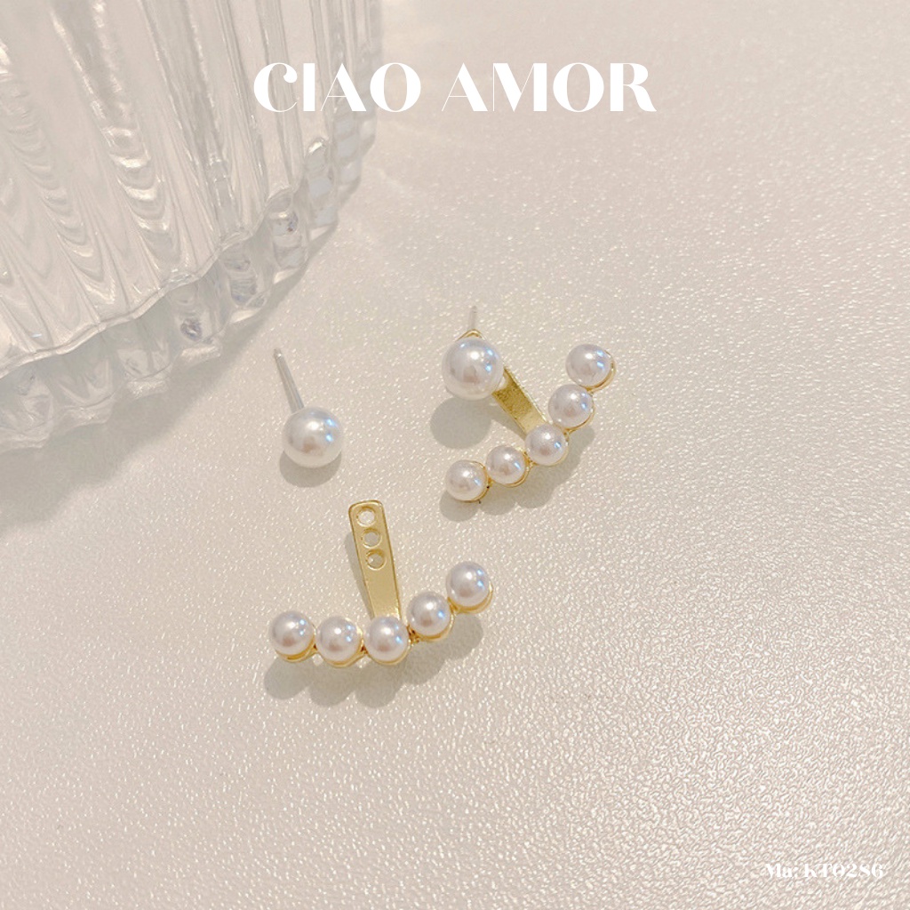 Khuyên tai nữ, Bông tai ngắn đính ngọc vành tai thanh lịch Trang sức Ciao Amor - KT0286
