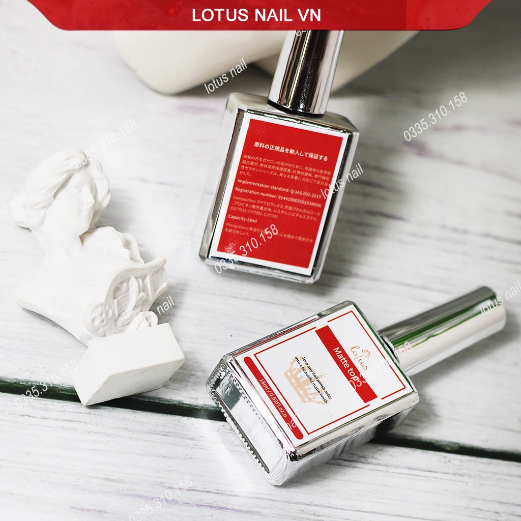 Top lì. sơn gel lì ( matte top ) Lotus chai 18 ml