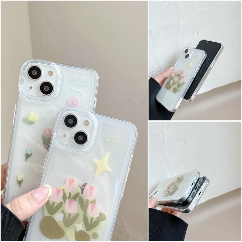 Huawei Y9S Y9 Prime 2019 Nova 7 7i SE 3 5T 4e Honor 20 8X Mate 40 30 20 P40 P30 P20 Pro Lite Butterfly Flowers Tulip Airbag Shockproof Clear Space Phone Case Fine Hole Back Cover JSCK 17