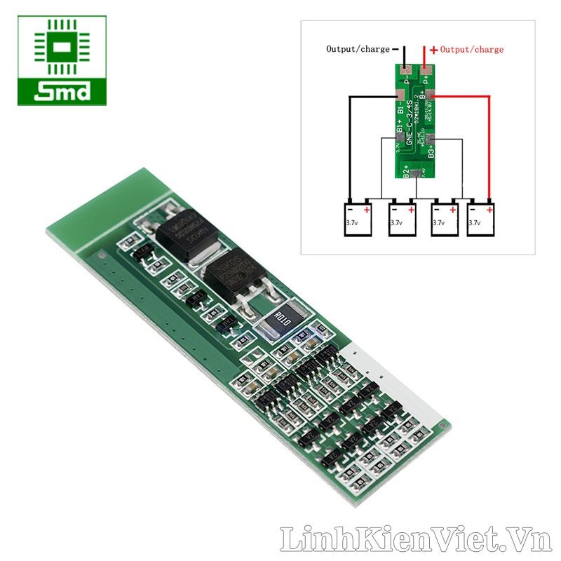 Mạch Bảo Vệ + Cân bằng 4S Pin Lithium 18650 4S 16.8V 6A Bảo vệ sạc Xả và cân bằng điện áp cho 4 Cell pin