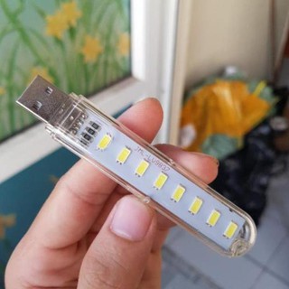 Bộ 2/3/5 chiếc - ĐÈN USB TRONG SUỐT 8 LED SIÊU SÁNG (SÁNG TRẮNG)
