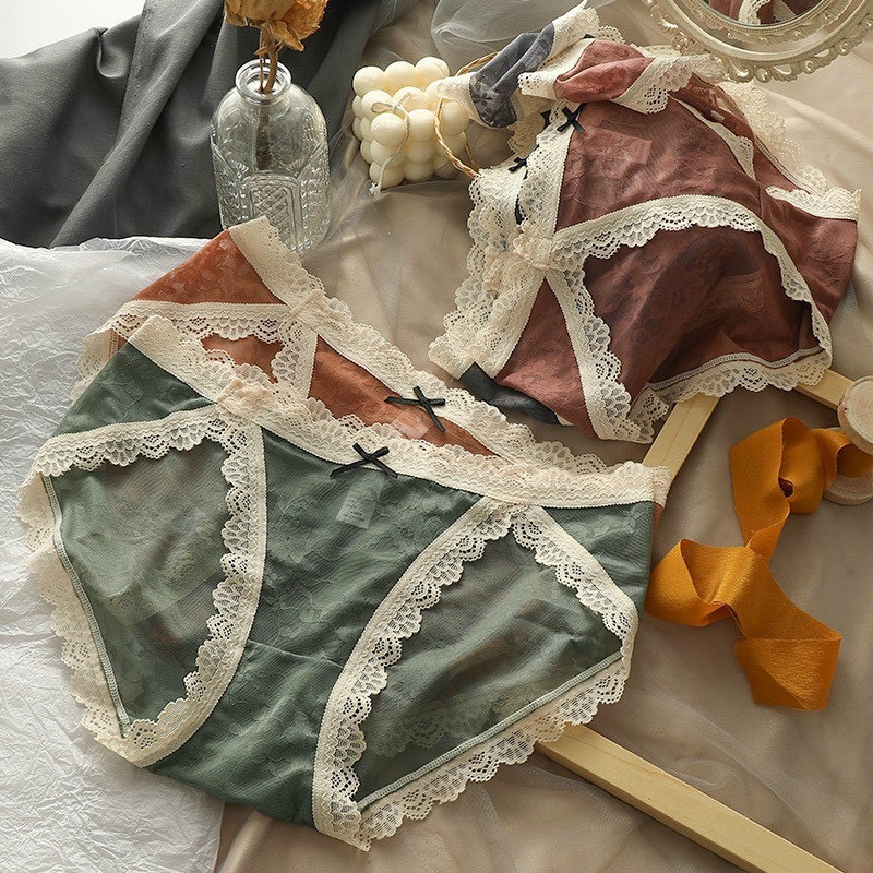 Quần Lót Ren Lưới Gấm Flowly, Quần Lót Nữ Sexy Min Underwear 19130
