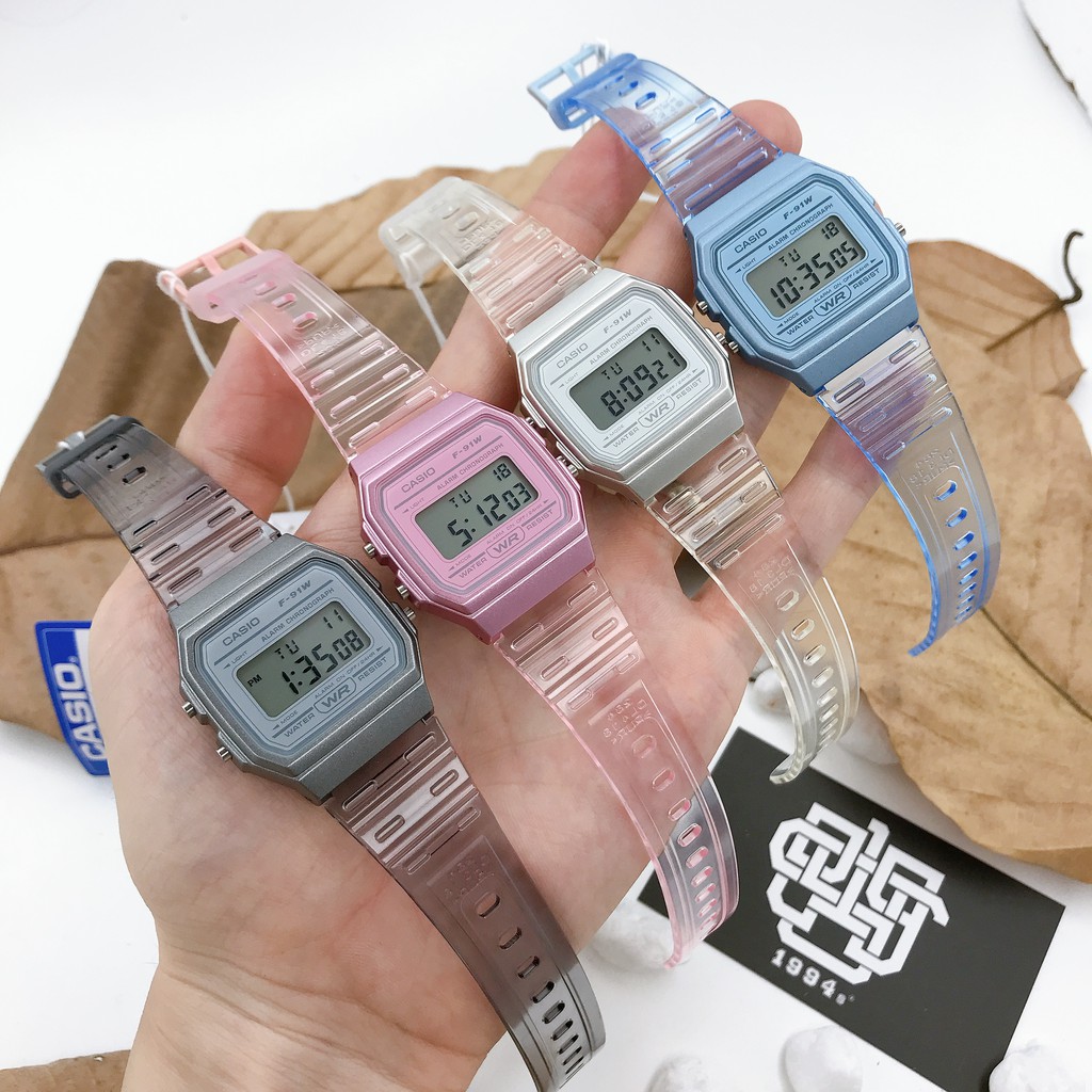 Đồng hồ nam/nữ Casio F-91 / F-91WS-7 dây nhựa, chống nước, có đèn led, hàng chính hãng