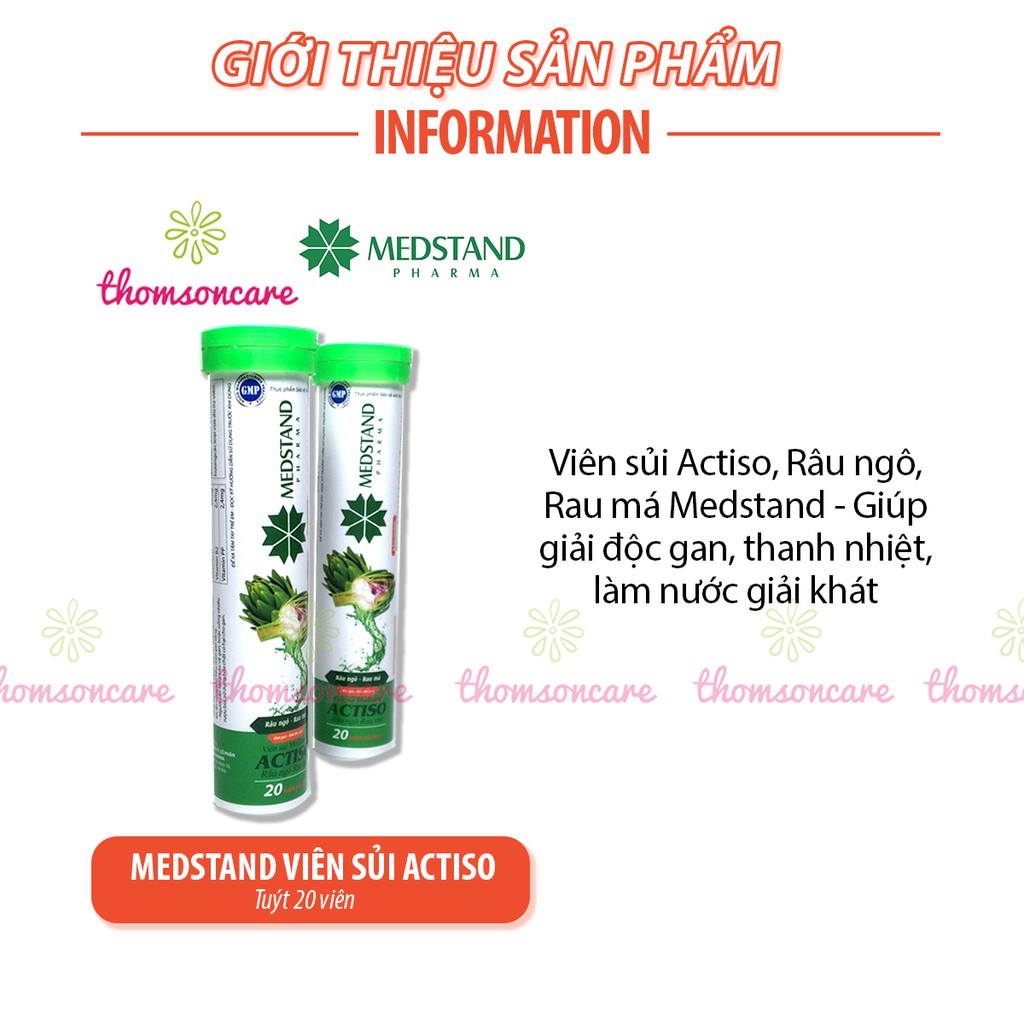 Viên sủi Actiso, Râu ngô, Rau má Medstand - Giúp giải độc gan, thanh nhiệt, làm nước giải khát  - Tuýp 20 viên | BigBuy360 - bigbuy360.vn