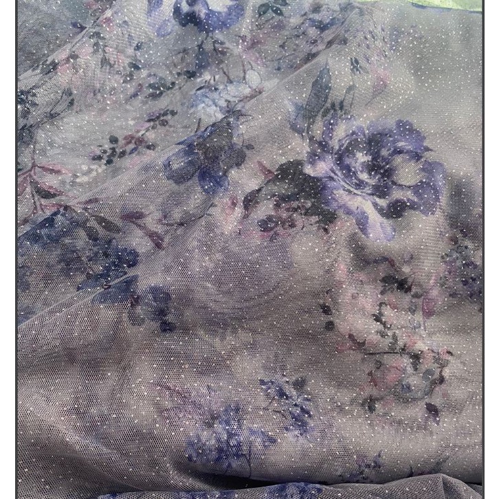 ⚡Giá sỉ⚡ Vải voan lưới họa tiết hoa hồng lấp lánh may váy làm scrunchies làm rèm, background, decor studio siêu xinh