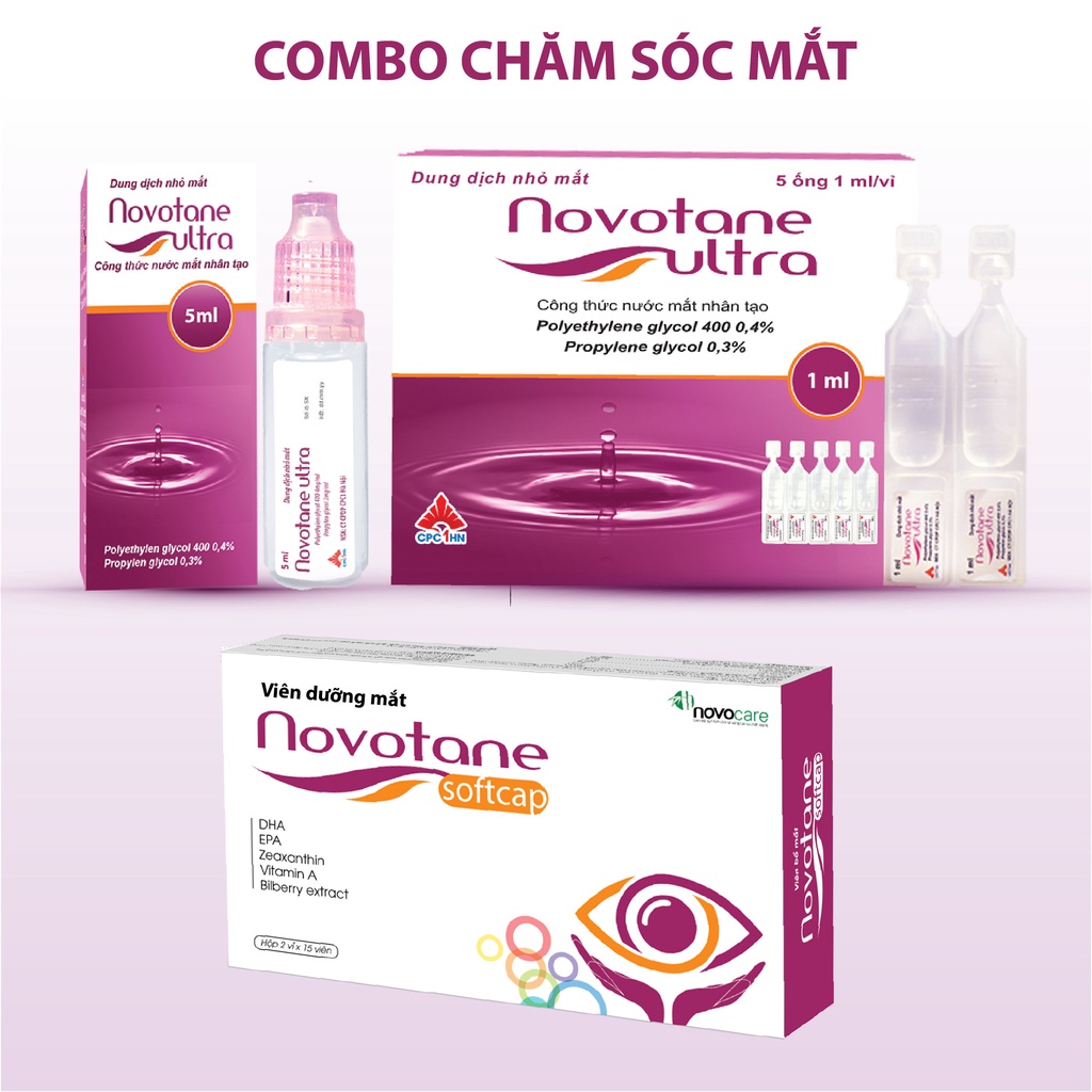 Combo chăm sóc mắt Novotane Ultra & Novotane Softcap