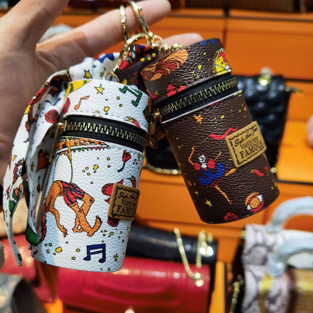 Túi Mini nữ 💖 𝑭𝑹𝑬𝑬𝑺𝑯𝑰𝑷 💖 Túi nhỏ đựng son môi, chìa khóa phối khăn lụa phong cách retro có móc khóa Siêu HOT T30
