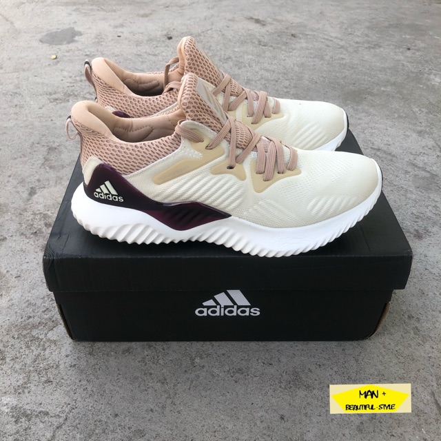 Giày thể thao Alphabounce Beyond trắng sữa quai tím, giày chạy bộ, tâp gym ... dành cho nam nữ, full box