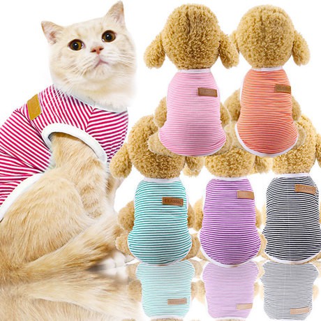 Áo ba lỗ kẻ mùa hè dành cho thú cưng - quần áo cho chó mèo