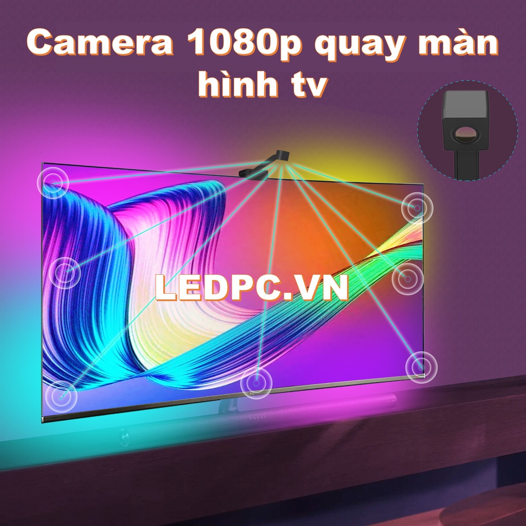 Đèn Ambilight TV Camera sáng theo màu TV - nháy theo nhạc - app Tuya