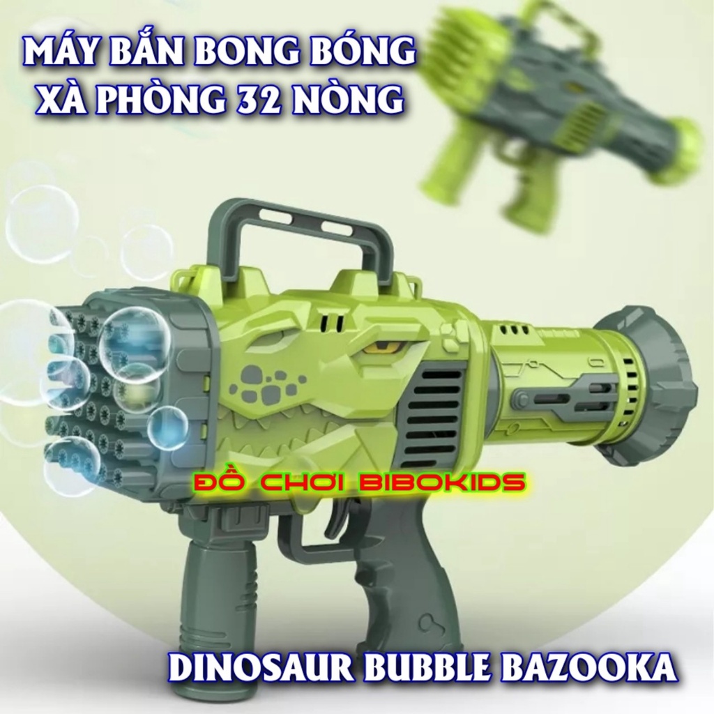 Đồ chơi súng bắn bong bóng xà phòng hình khủng long 32 nòng mẫu mới