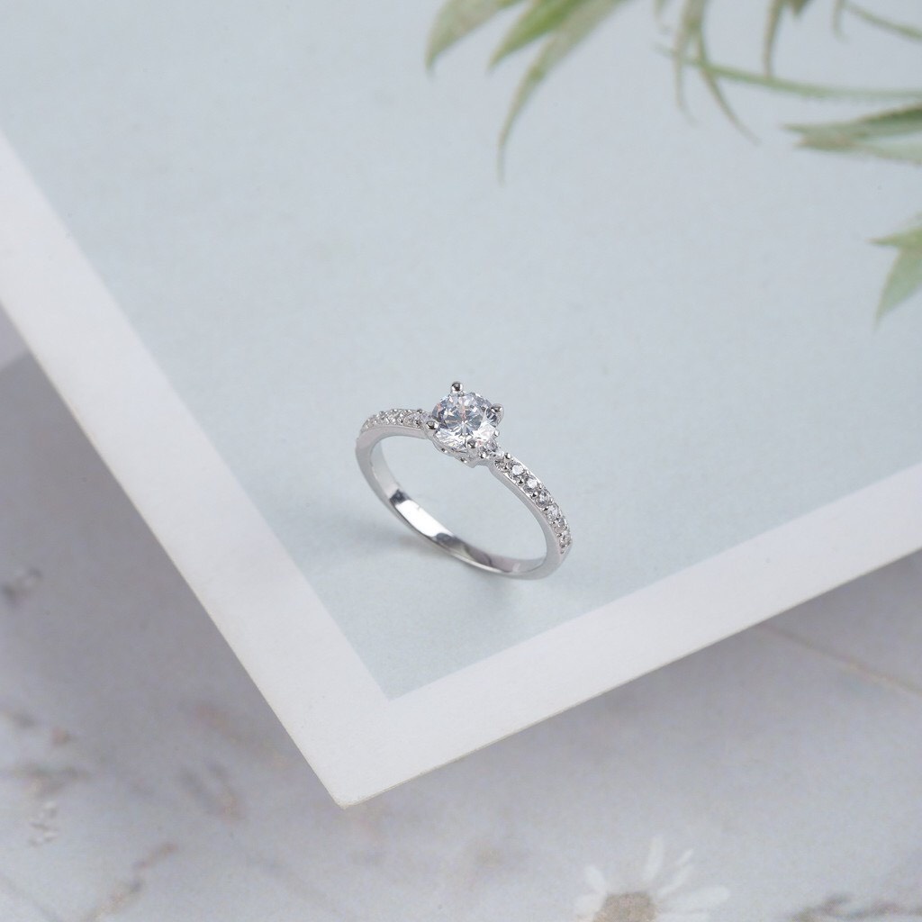 Nhẫn nữ bạc thật đính đá nhân tạo sáng đẹp - Kho sỉ bạc Nhất Linh