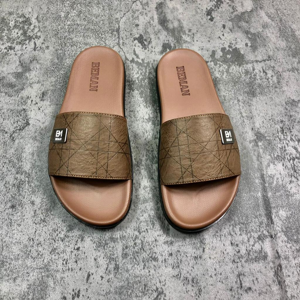 Dép nam quai ngang Beman B2, quai dép da sít nguyên tấm hai lớp cao cấp, đế cao su non nguyên khối 2 lớp