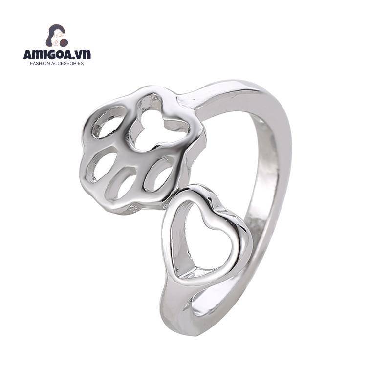 Nhẫn Hở Họa Tiết Chân Chó Đơn Giản Sáng Tạo