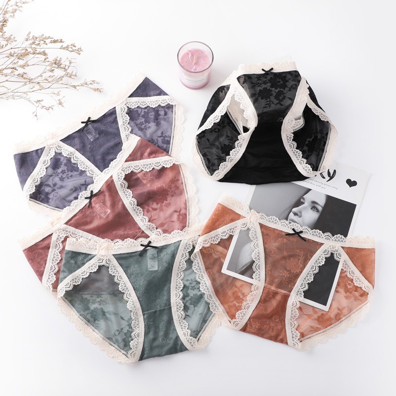 Quần Lót Nữ Ren Sexy phối viền gấm màu cao cấp thiết kế thoáng mát - QL Mã 9908