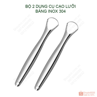(Shoptot6688) Combo bộ 2 dụng cụ cạo lưỡi bằng inox không gỉ