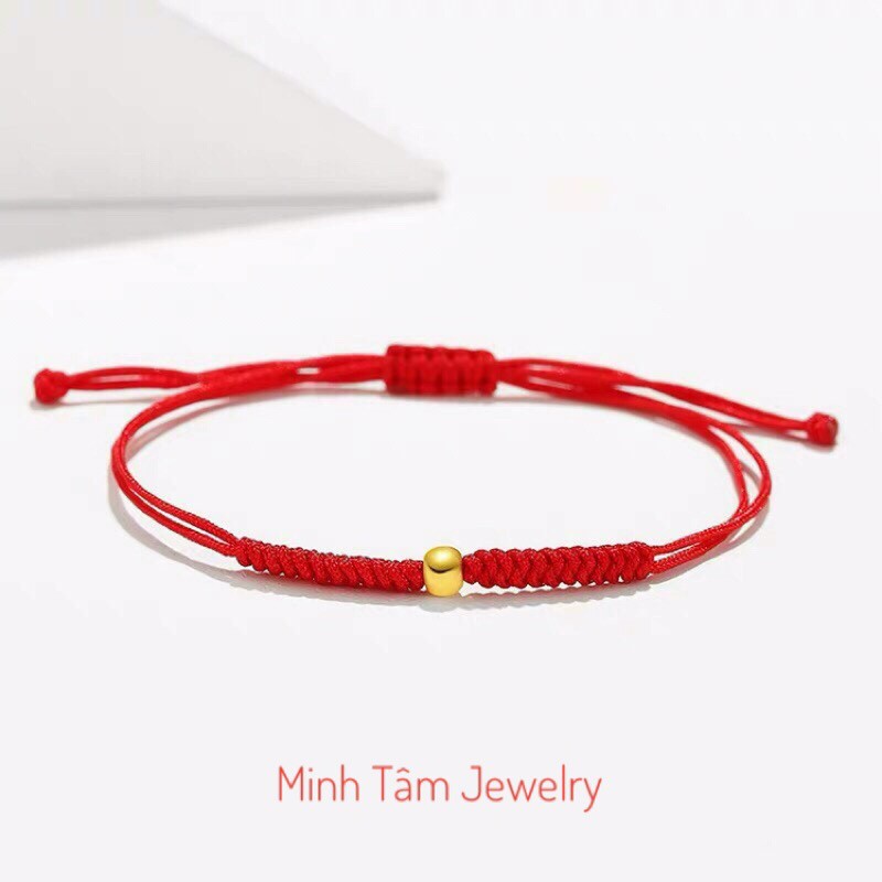 Vòng tay sợi chỉ đỏ bi vàng may mắn Au 24k-Minh Tâm Jewelry