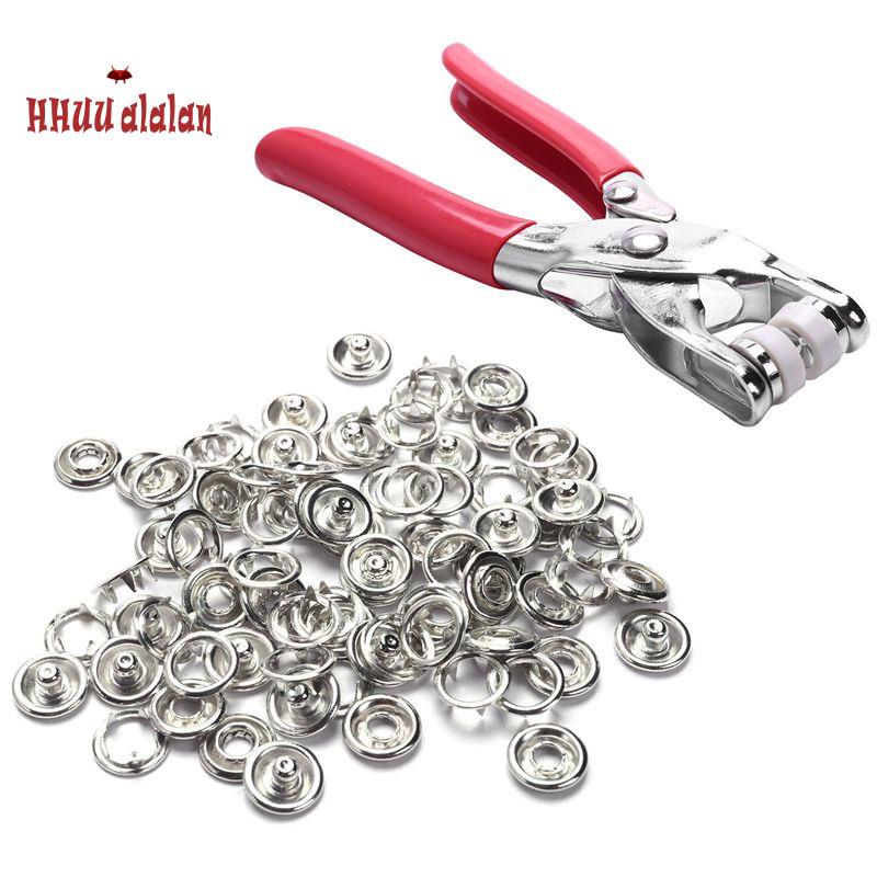 Kìm Kẹp Cài Nút Bằng Đồng Trắng Kèm 20 Nút Cài Bằng Đinh Tán Tiện Dụng Cho Quần Áo Trẻ Em