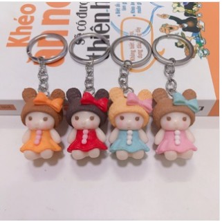 Combo 10 Móc khóa hình búp bê có nơ dễ thương