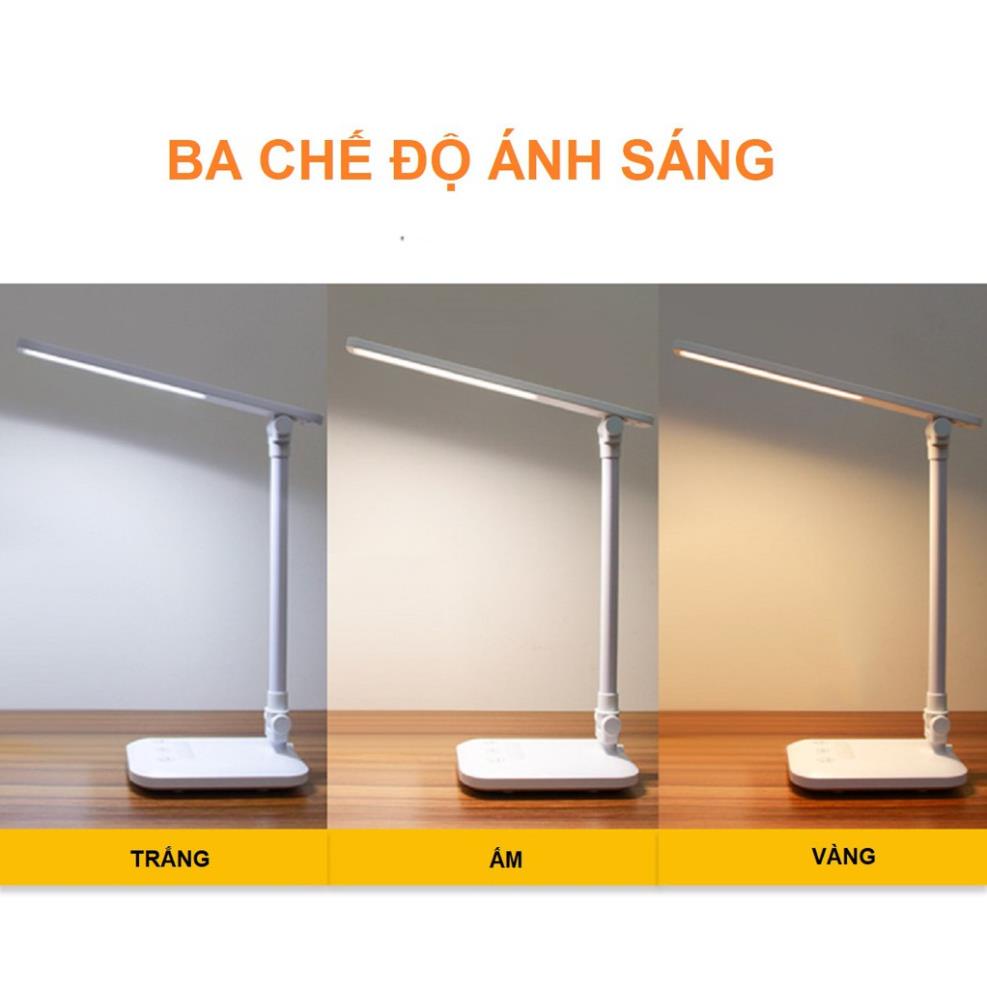 Đèn bàn học Đọc Sách, Làm Việc (Học Sinh, Sinh Viên, Văn Phòng) LED Chống Cận, Cảm Ứng Tích Điện Gập 2 Chỗ