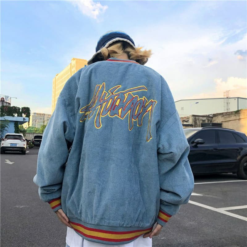 Áo khoác unisex bomber nhung gân dáng bóng chày graffity phong cách ulzzang trẻ trung năng đê