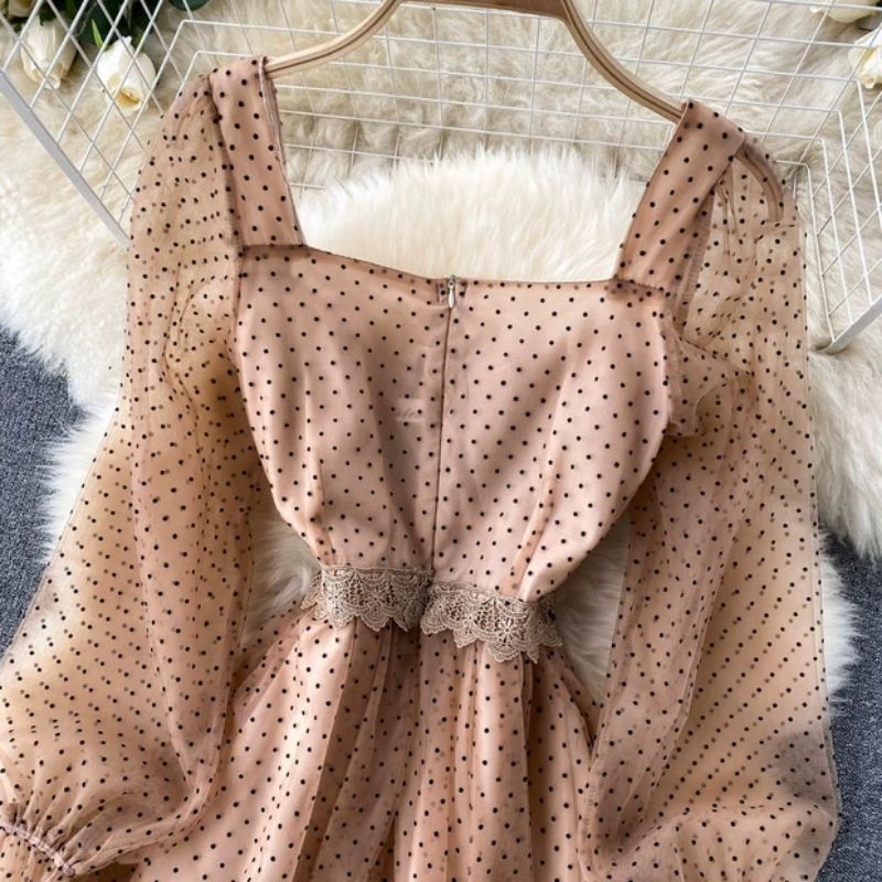 ĐẦM XÒE TAY BỒNG THẮT EO