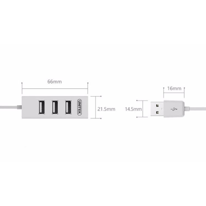 Bộ HUB chia cổng USB 2.0 Unitek Y-2146 từ 1 ra 4 cổng USB - siêu gọn (Trắng)