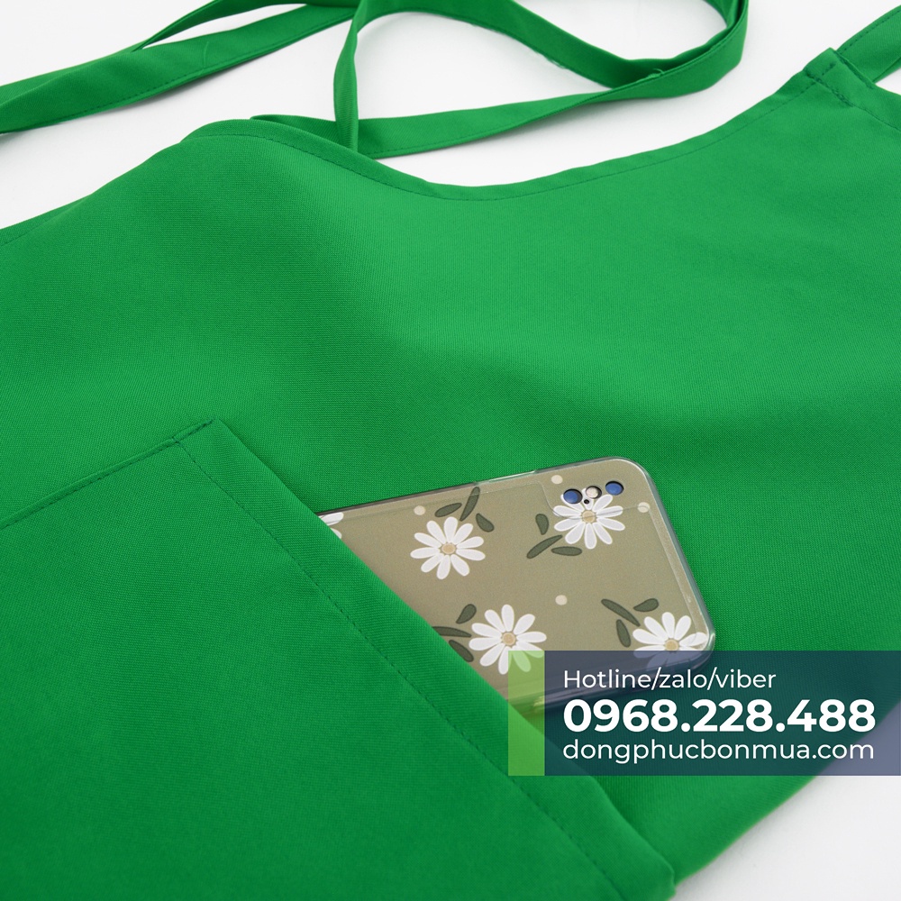 Tạp dề yếm chất liệu kaki Hàn siêu bền, cực đẹp - Màu xanh lá cây độc đáo, thiết kế basic - Bảo vệ quần áo, chống nóng