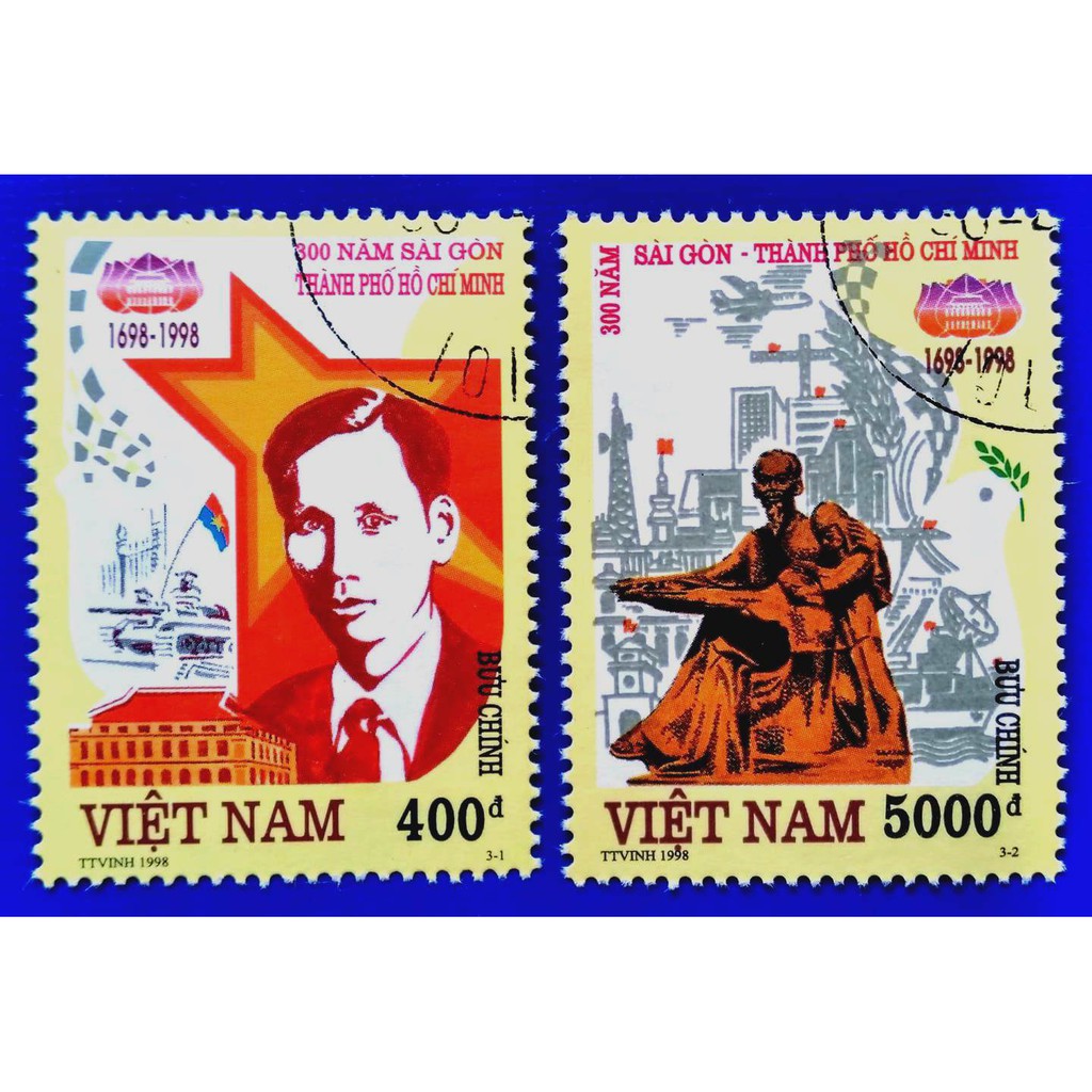Tem sưu tập MS 775 Tem CTO Việt Nam 300 năm Sài Gòn Thành phố Hồ Chí Minh 1998 ( 2 tem )