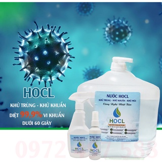 Nước khử trùng sát khuẩn hocl - combo 3 sản phẩm: can 10 lít có vòi vặn, chai xịt 500ml và 100ml