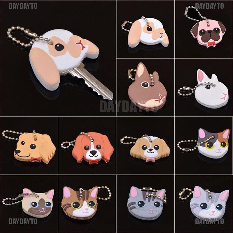 Vỏ Bọc Chìa Khóa Bằng Silicon PVC Hình Chó Pug / Mèo / Thỏ Dễ Thương